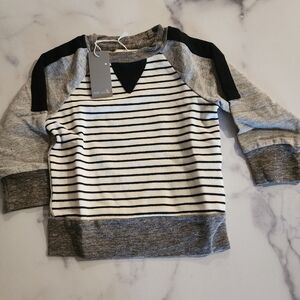 Miki Miette Baby Iggy Pullover|Black & White Stripes|Boys Size 9M|New With Tags